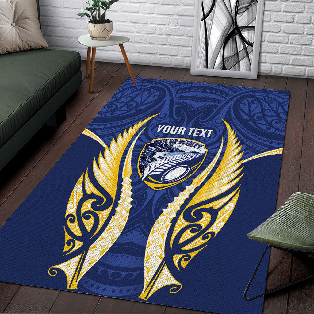 Bay of Plenty 2026 Rugby Custom Area Rug NZ Maori Silver Fern LT14 Blue - Polynesian Pride