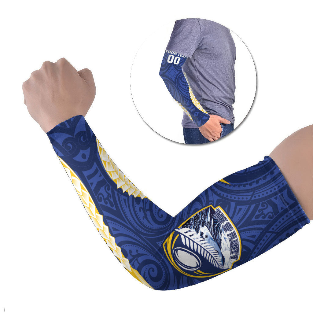 Bay of Plenty 2026 Rugby Custom Arm Sleeves NZ Maori Silver Fern LT14 Set of 2 Blue - Polynesian Pride