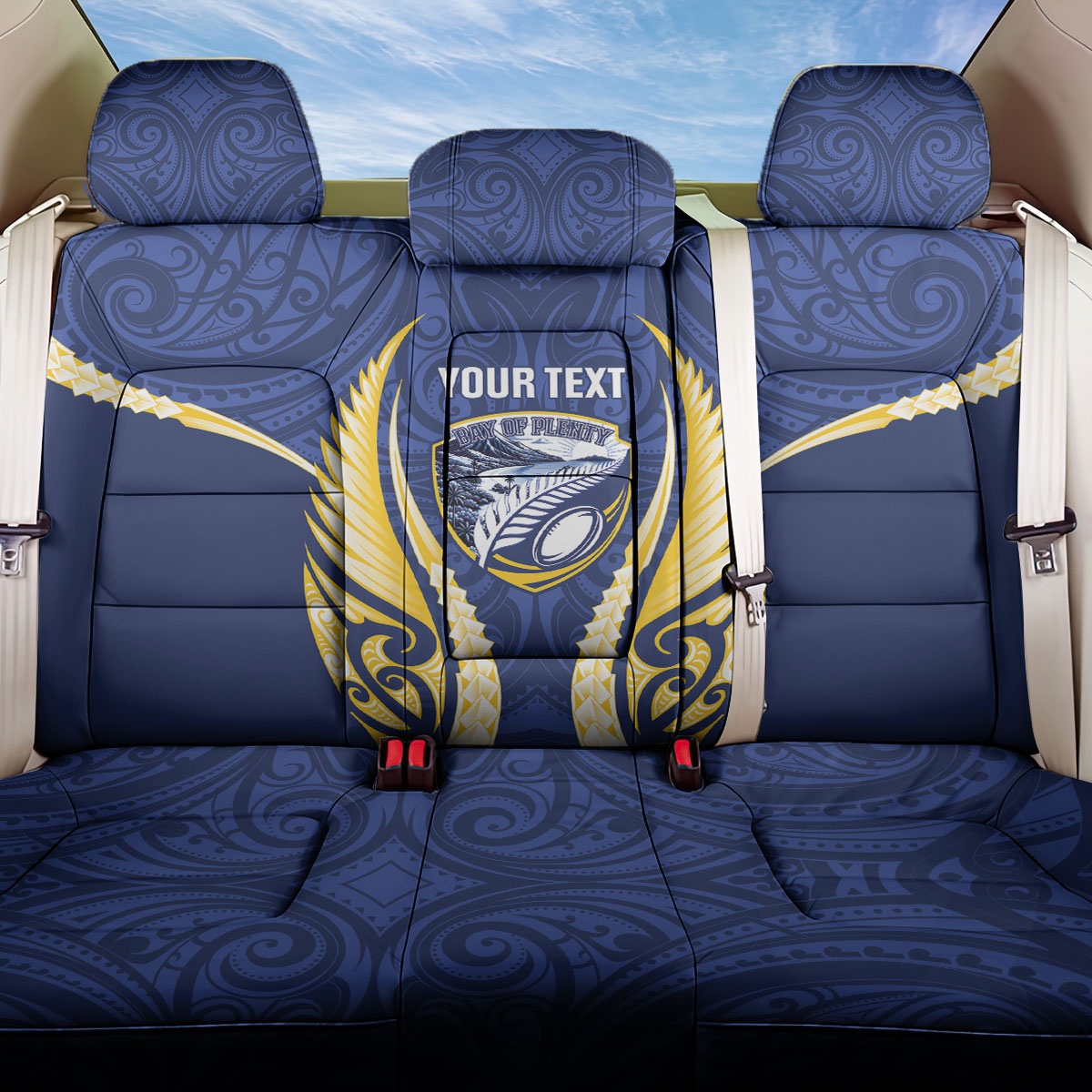 Bay of Plenty 2026 Rugby Custom Back Car Seat Cover NZ Maori Silver Fern