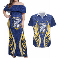 Bay of Plenty 2026 Rugby Custom Couples Matching Off Shoulder Maxi Dress and Hawaiian Shirt NZ Maori Silver Fern