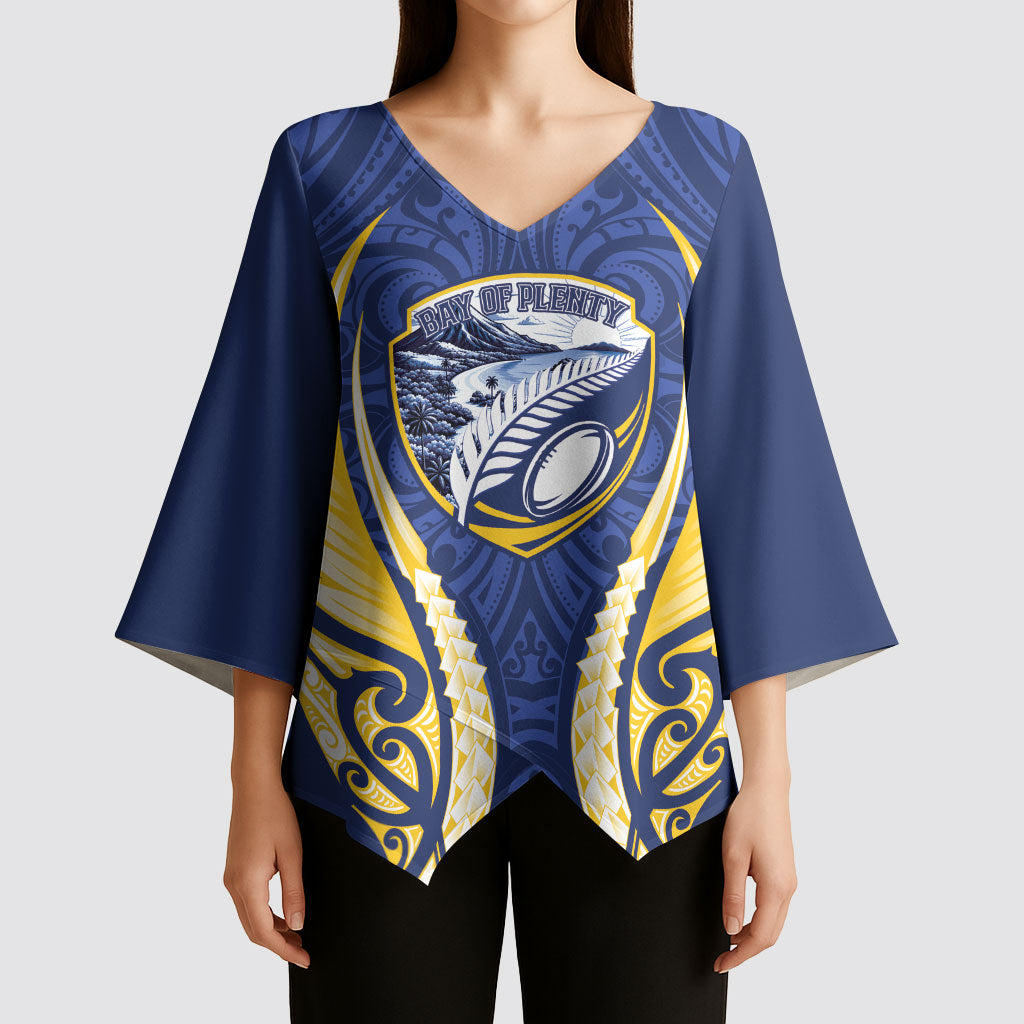 Bay of Plenty 2026 Rugby Custom Kimono Sleeve Blouse NZ Maori Silver Fern