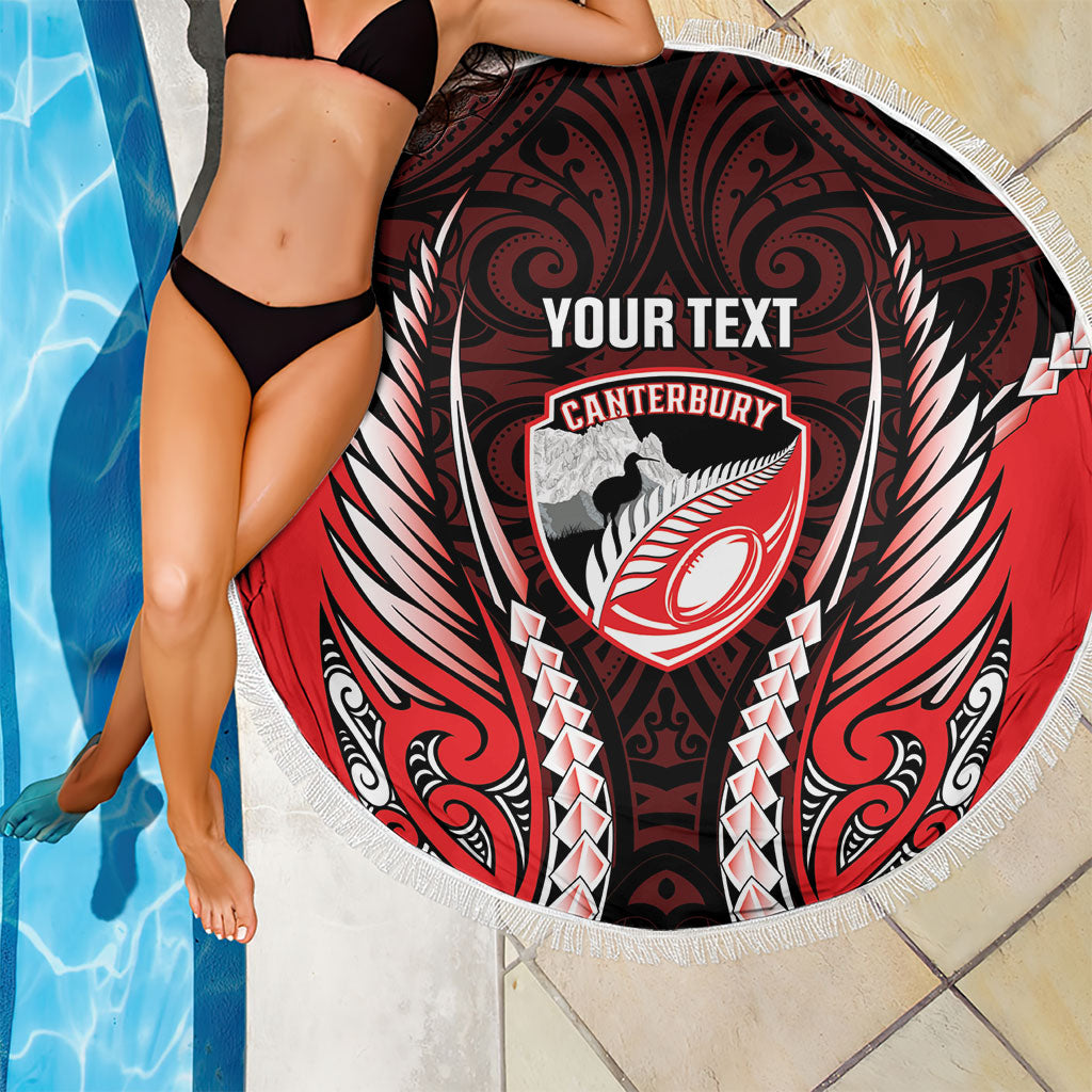 Canterbury 2026 Rugby Custom Beach Blanket NZ Maori Silver Fern