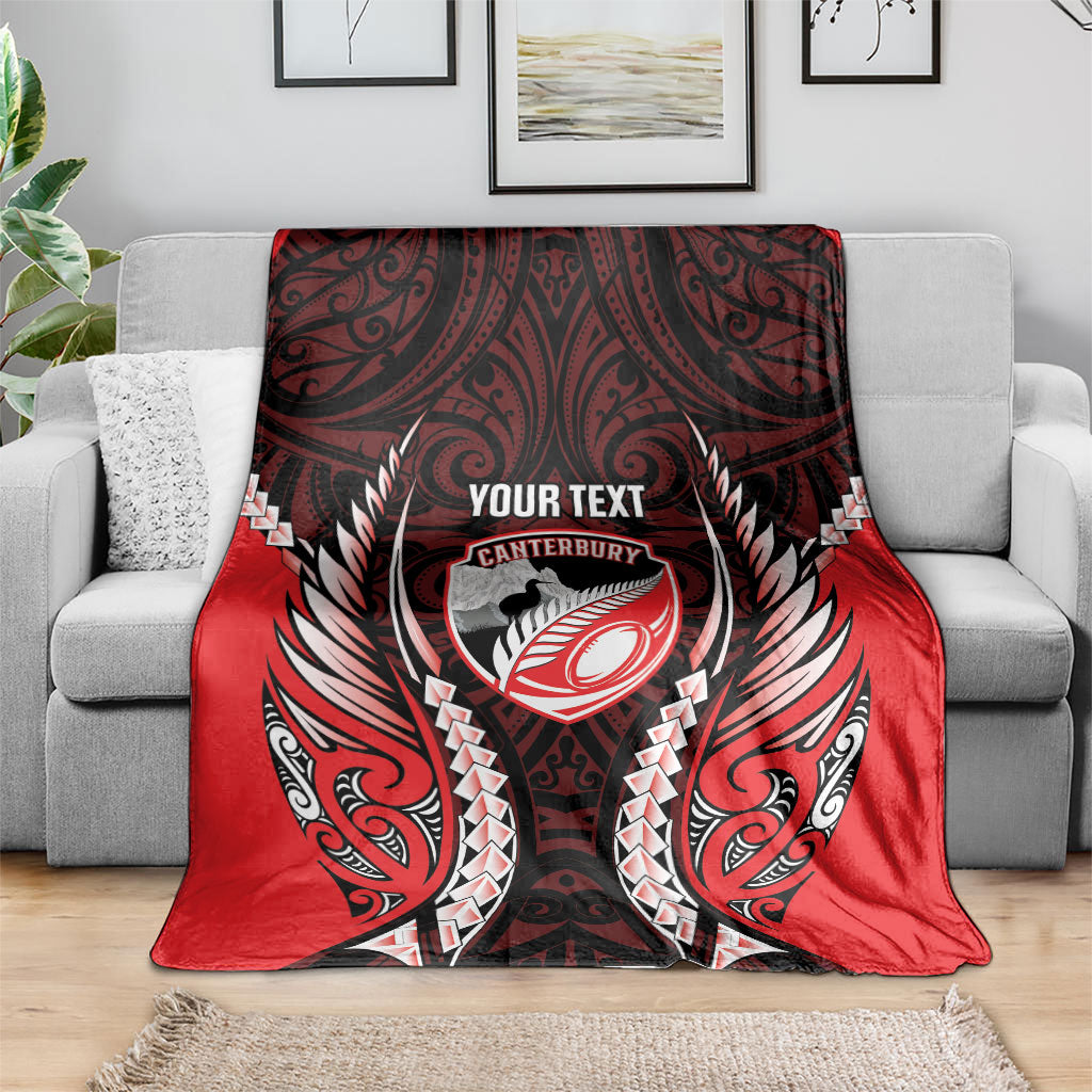 Canterbury 2026 Rugby Custom Blanket NZ Maori Silver Fern