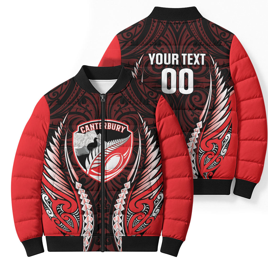 Canterbury 2026 Rugby Custom Bomber Puffer Jacket NZ Maori Silver Fern