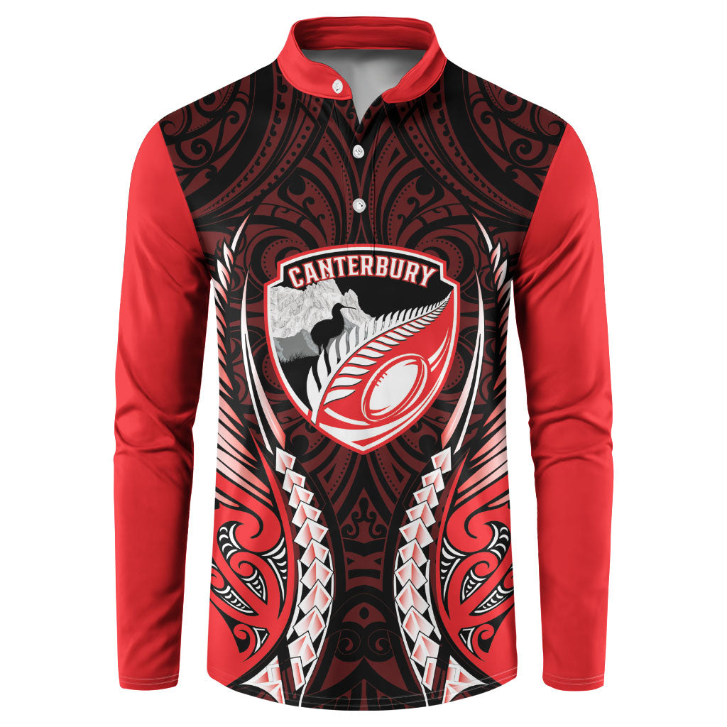 Canterbury 2026 Rugby Custom Button Sweatshirt NZ Maori Silver Fern LT14 Red - Polynesian Pride