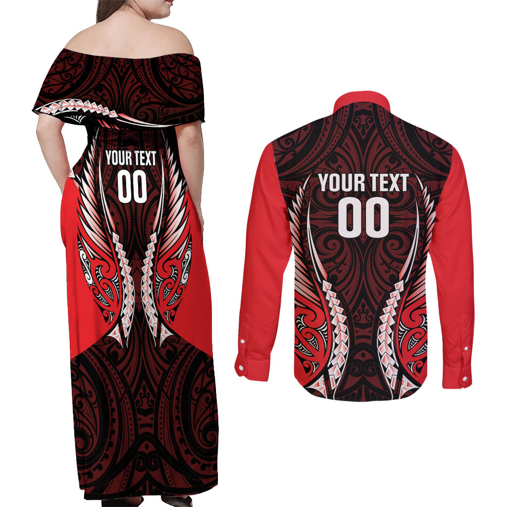 Canterbury 2026 Rugby Custom Couples Matching Off Shoulder Maxi Dress and Long Sleeve Button Shirt NZ Maori Silver Fern
