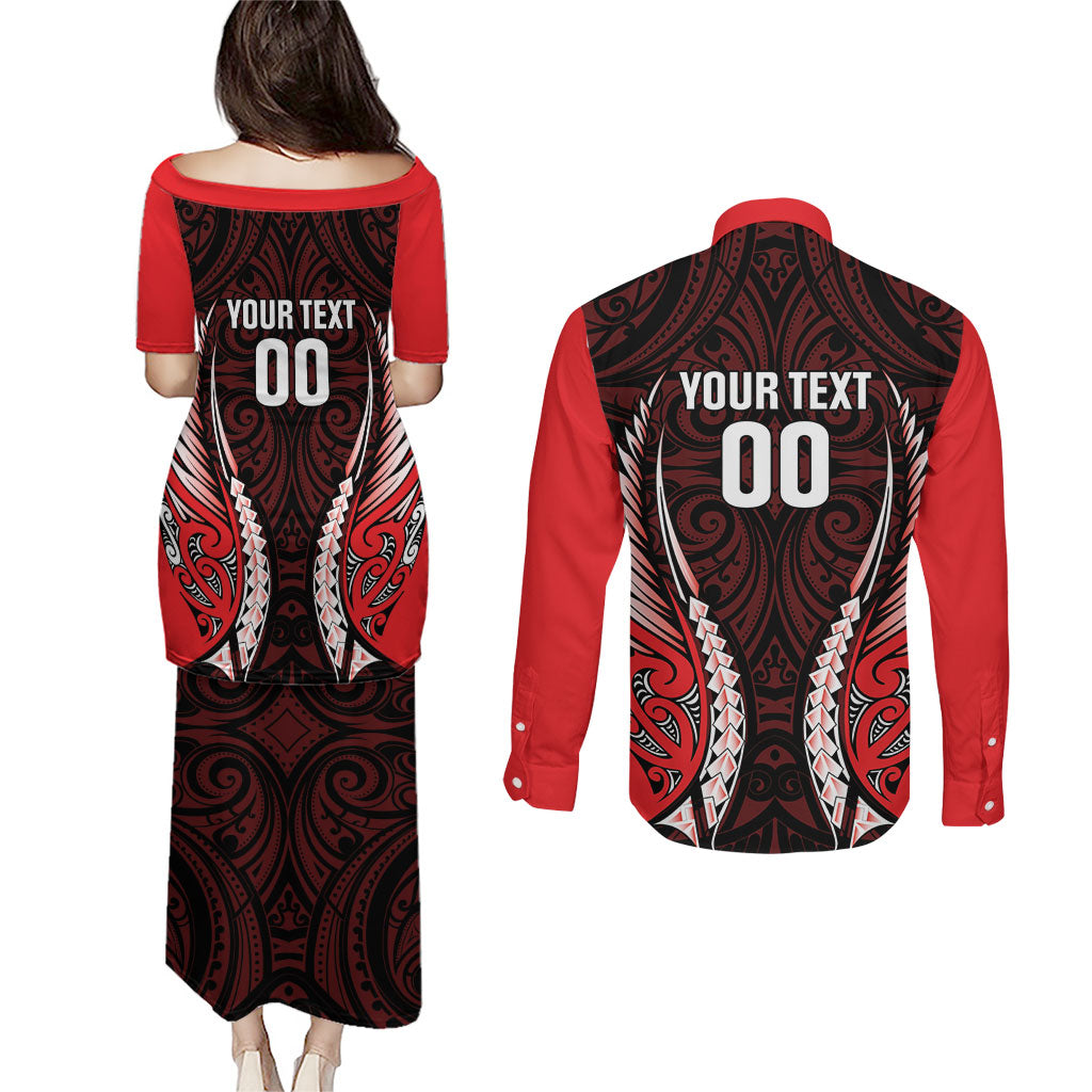 Canterbury 2026 Rugby Custom Couples Matching Puletasi and Long Sleeve Button Shirt NZ Maori Silver Fern