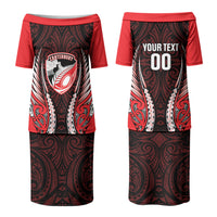 Canterbury 2026 Rugby Custom Couples Matching Puletasi and Long Sleeve Button Shirt NZ Maori Silver Fern LT14 - Polynesian Pride