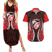 Canterbury 2026 Rugby Custom Couples Matching Summer Maxi Dress and Hawaiian Shirt NZ Maori Silver Fern