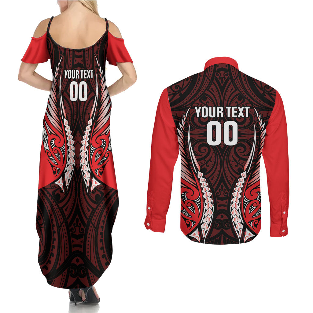 Canterbury 2026 Rugby Custom Couples Matching Summer Maxi Dress and Long Sleeve Button Shirt NZ Maori Silver Fern