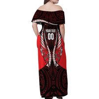 Canterbury 2026 Rugby Custom Family Matching Off Shoulder Maxi Dress and Hawaiian Shirt NZ Maori Silver Fern