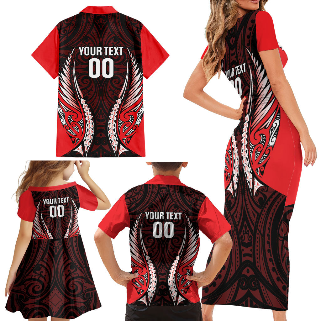 Canterbury 2026 Rugby Custom Family Matching Short Sleeve Bodycon Dress and Hawaiian Shirt NZ Maori Silver Fern