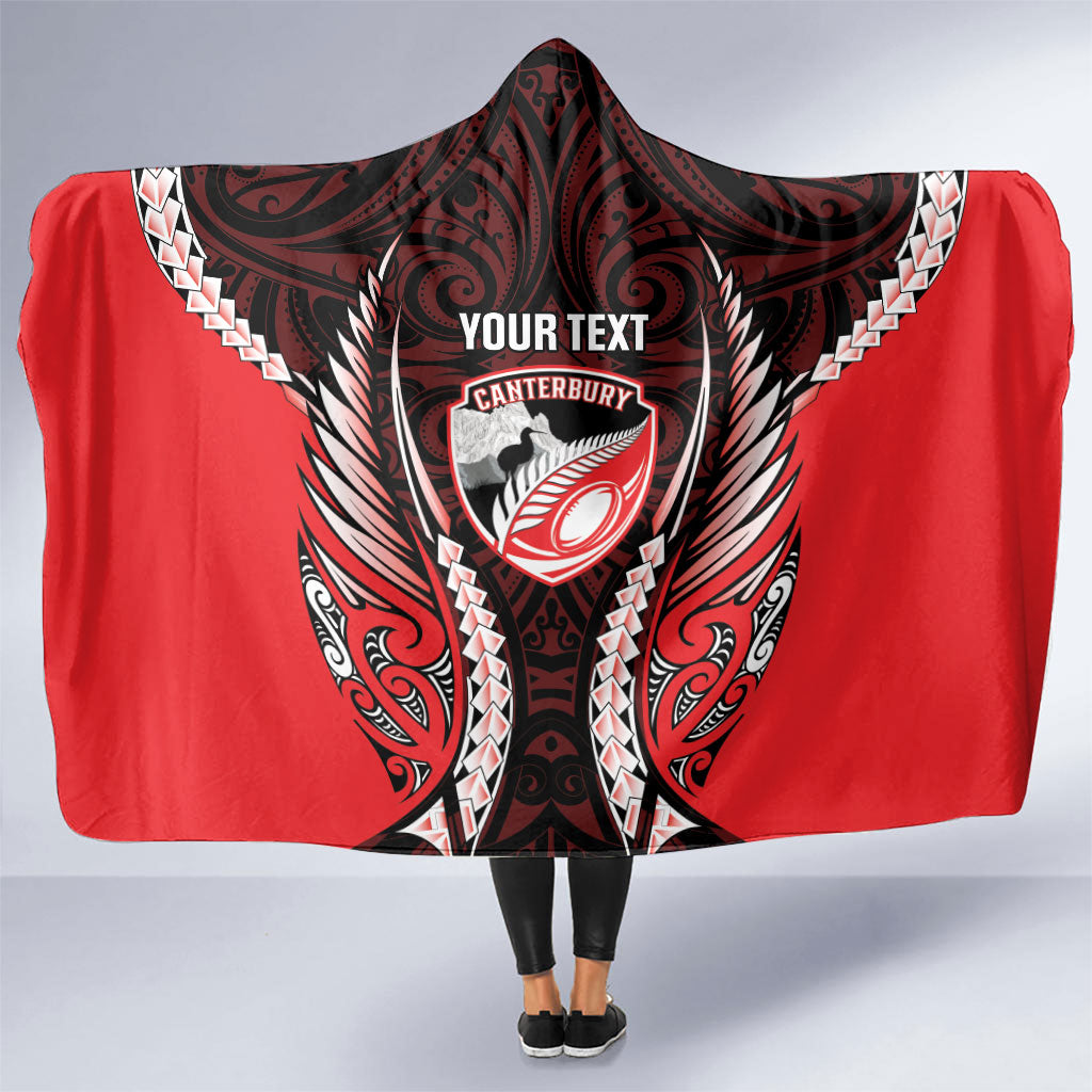 Canterbury 2026 Rugby Custom Hooded Blanket NZ Maori Silver Fern LT14 One Size Red - Polynesian Pride