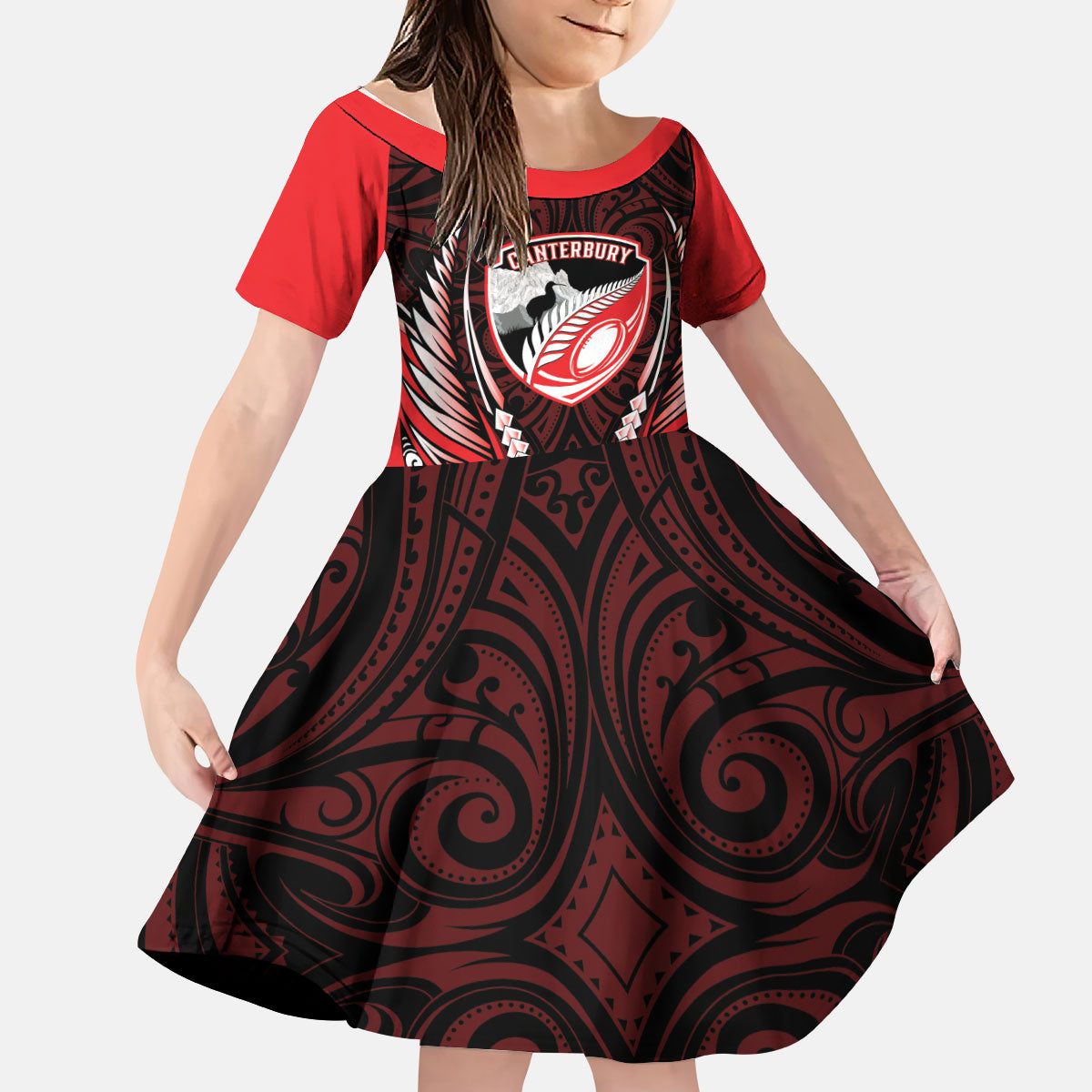 Canterbury 2026 Rugby Custom Kid Short Sleeve Dress NZ Maori Silver Fern