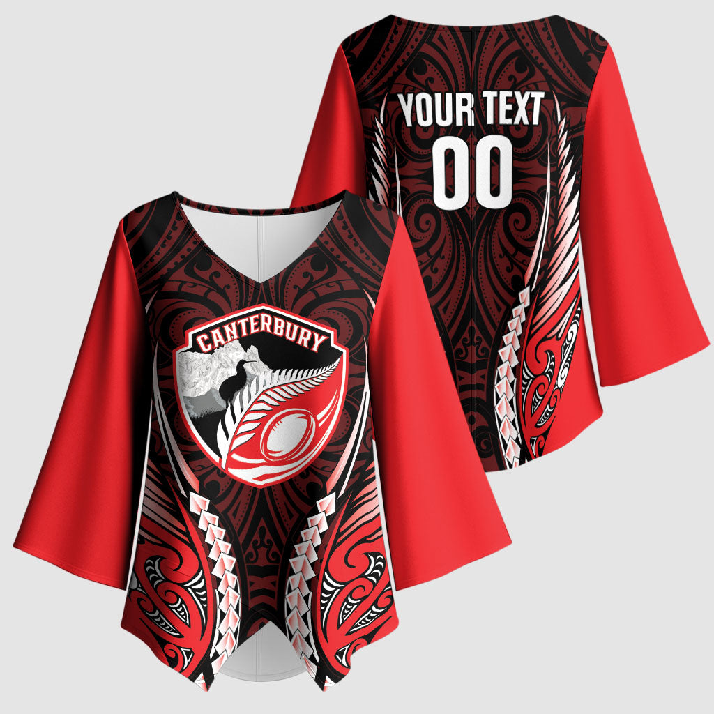 Canterbury 2026 Rugby Custom Kimono Sleeve Blouse NZ Maori Silver Fern
