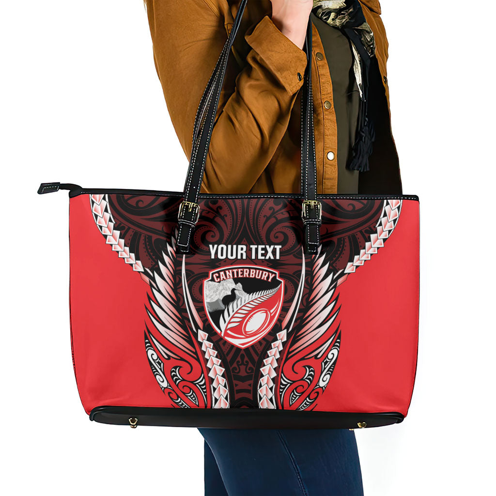 Canterbury 2026 Rugby Custom Leather Tote Bag NZ Maori Silver Fern