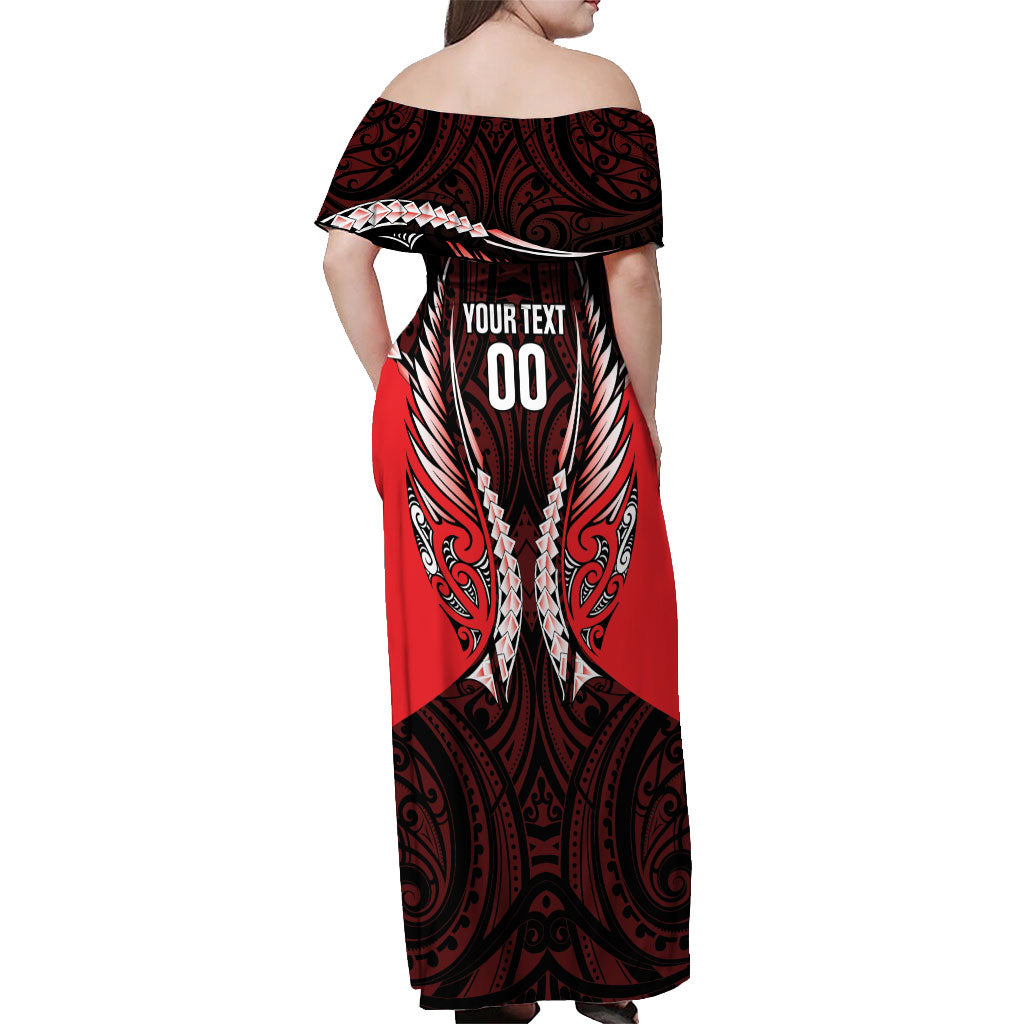 Canterbury 2026 Rugby Custom Off Shoulder Maxi Dress NZ Maori Silver Fern