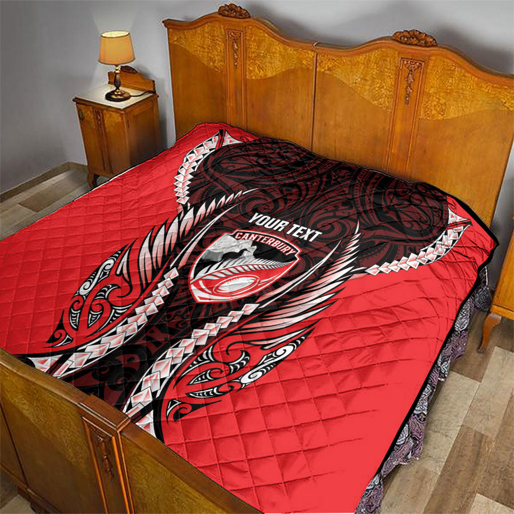 Canterbury 2026 Rugby Custom Quilt NZ Maori Silver Fern