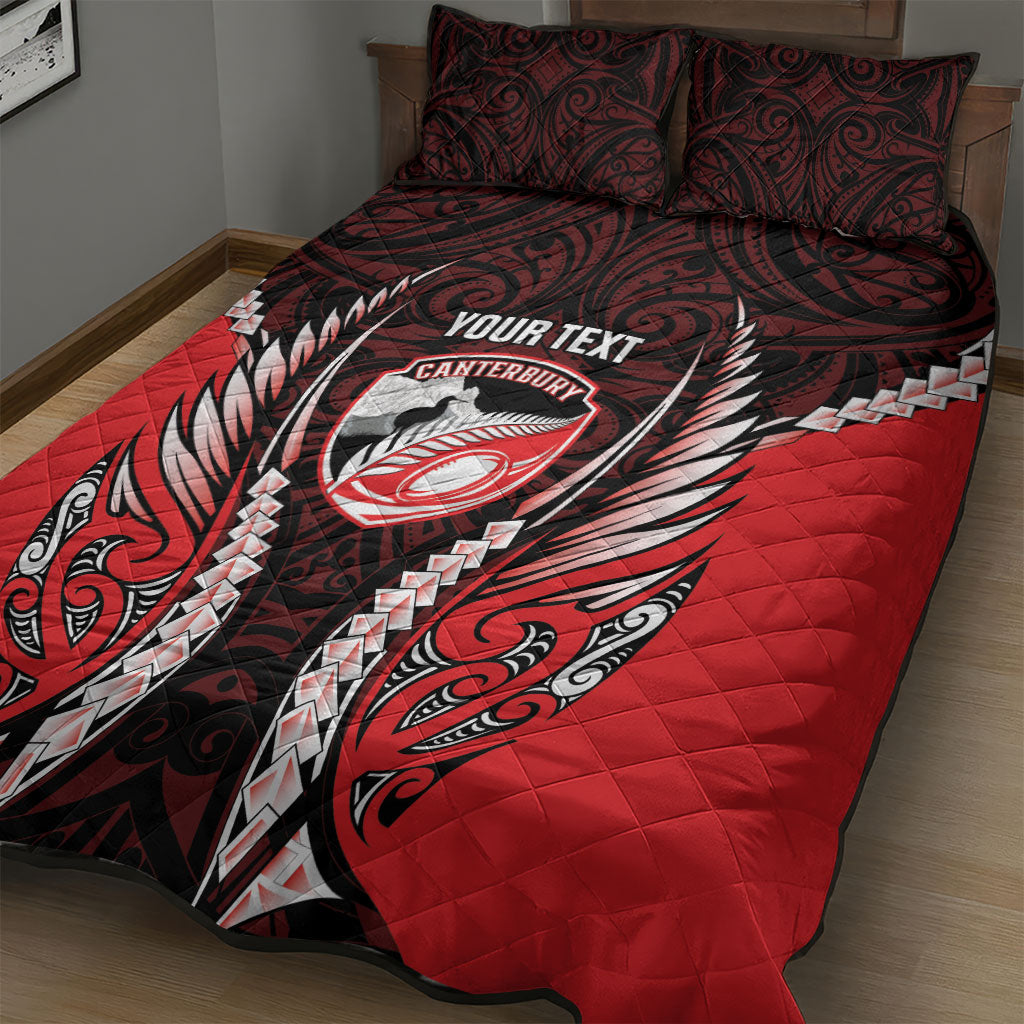 Canterbury 2026 Rugby Custom Quilt Bed Set NZ Maori Silver Fern