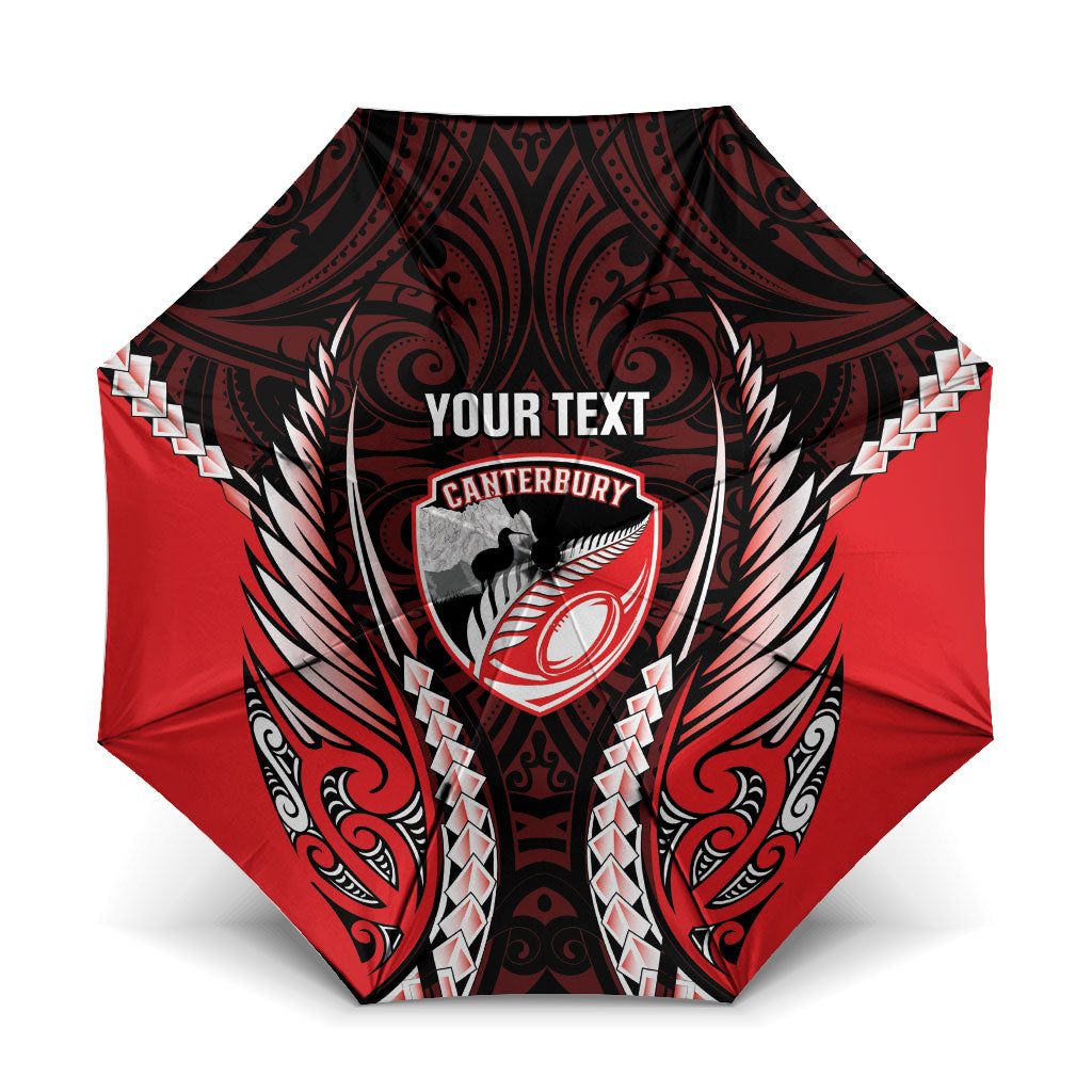 Canterbury 2026 Rugby Custom Umbrella NZ Maori Silver Fern LT14 One Size Folded 11.42 inch Opened Diameter 37.4 inch Red - Polynesian Pride