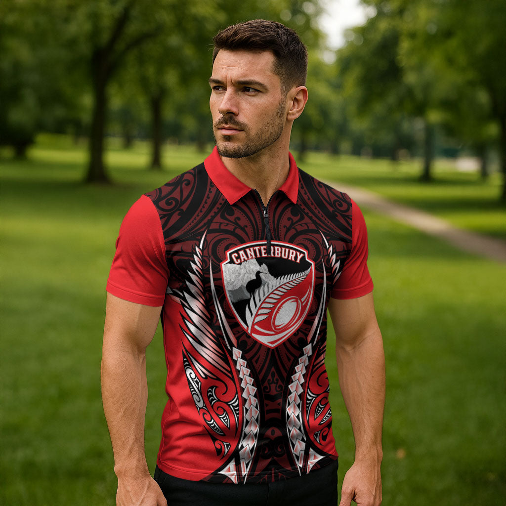 Canterbury 2026 Rugby Custom Zipper Polo Shirt NZ Maori Silver Fern
