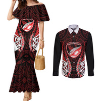 Counties Manukau 2026 Rugby Custom Couples Matching Mermaid Dress and Long Sleeve Button Shirt NZ Maori Silver Fern