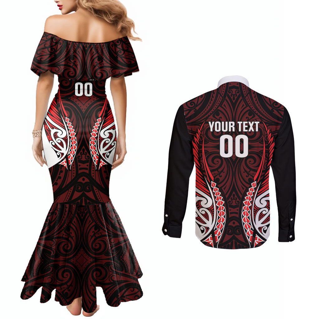 Counties Manukau 2026 Rugby Custom Couples Matching Mermaid Dress and Long Sleeve Button Shirt NZ Maori Silver Fern