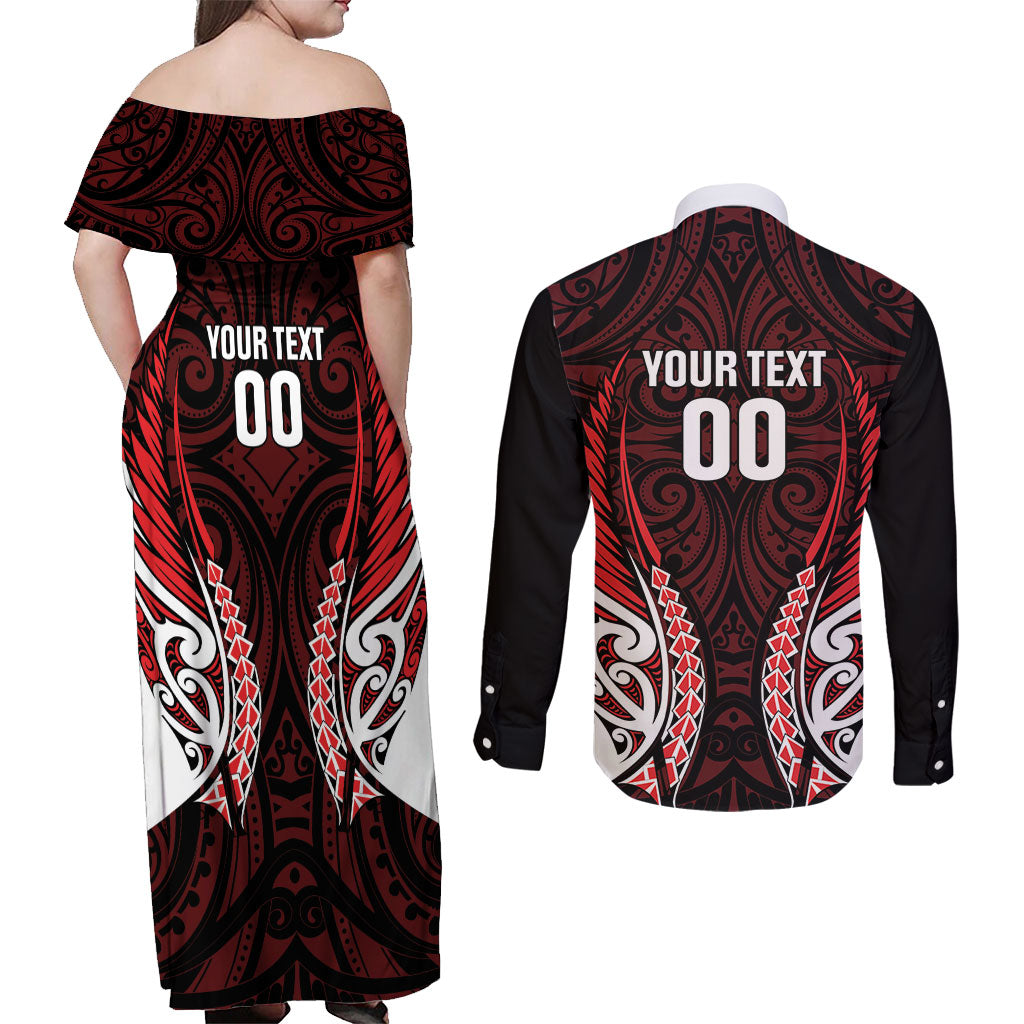 Counties Manukau 2026 Rugby Custom Couples Matching Off Shoulder Maxi Dress and Long Sleeve Button Shirt NZ Maori Silver Fern