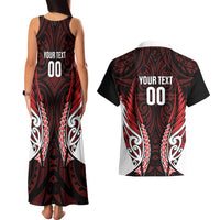 Counties Manukau 2026 Rugby Custom Couples Matching Tank Maxi Dress and Hawaiian Shirt NZ Maori Silver Fern