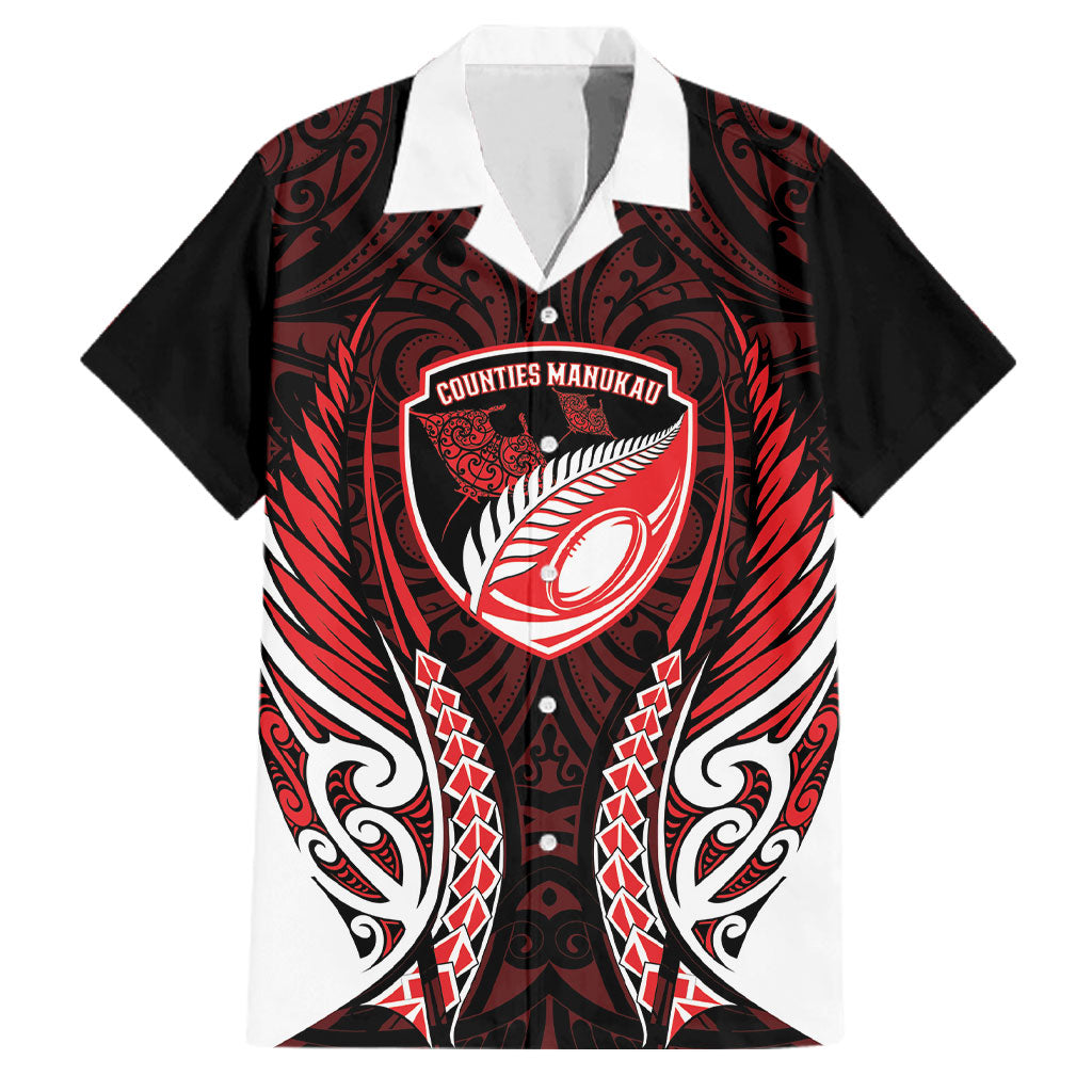 Counties Manukau 2026 Rugby Custom Family Matching Off Shoulder Short Dress and Hawaiian Shirt NZ Maori Silver Fern