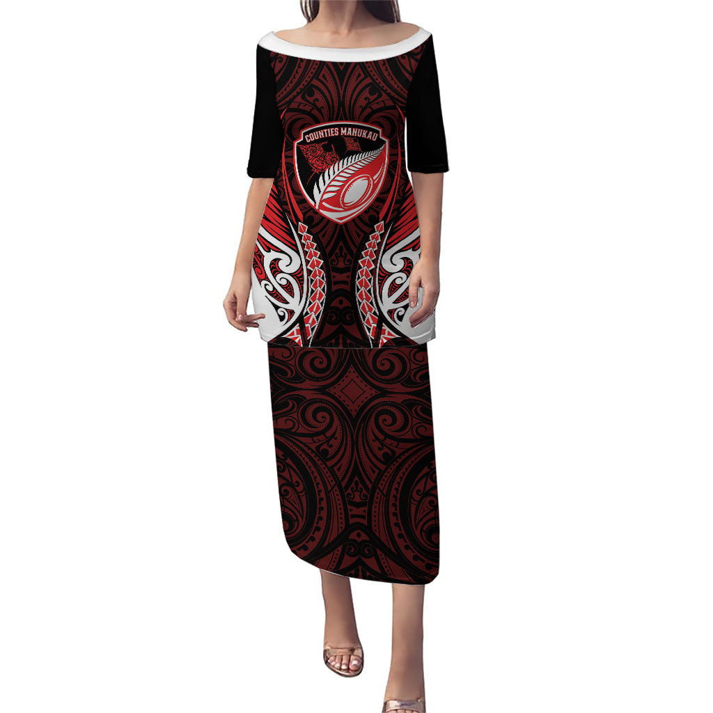 Counties Manukau 2026 Rugby Custom Family Matching Puletasi and Hawaiian Shirt NZ Maori Silver Fern