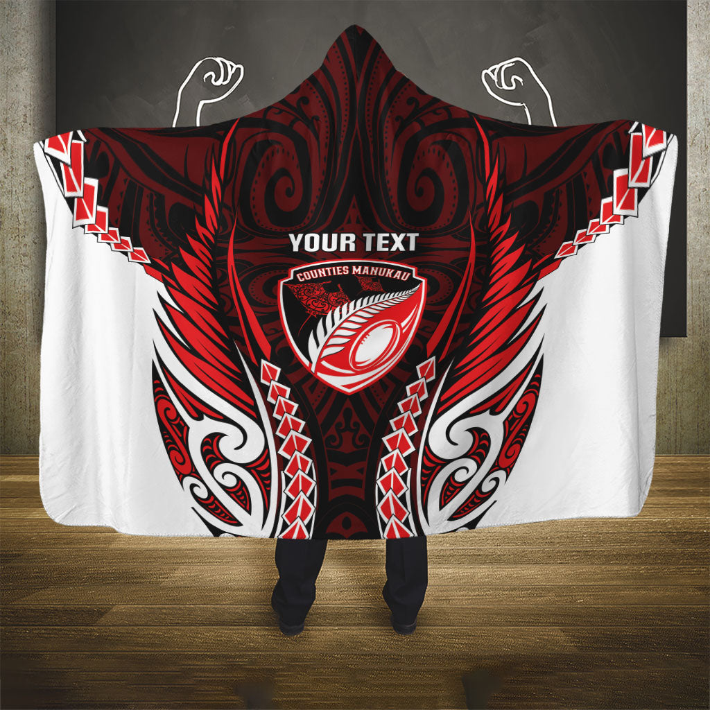 Counties Manukau 2026 Rugby Custom Hooded Blanket NZ Maori Silver Fern