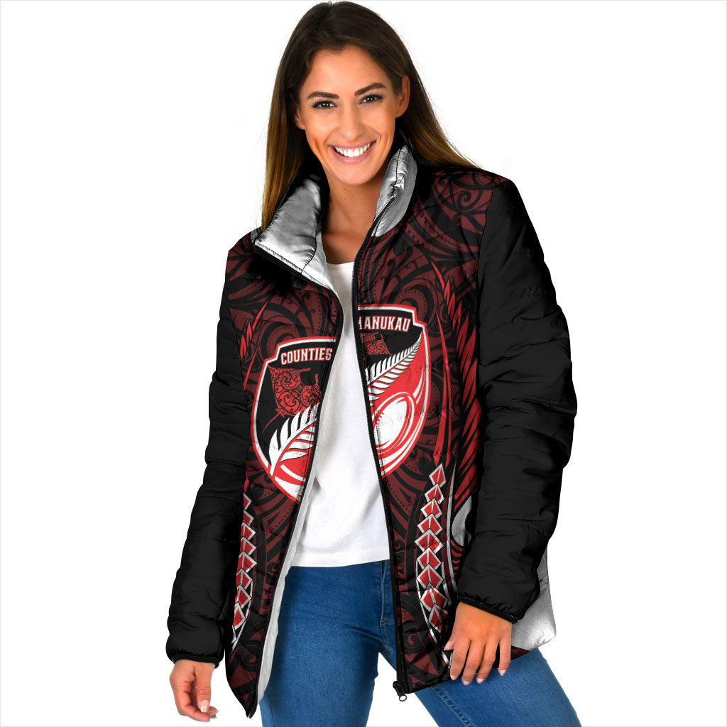 Counties Manukau 2026 Rugby Custom Padded Jacket NZ Maori Silver Fern