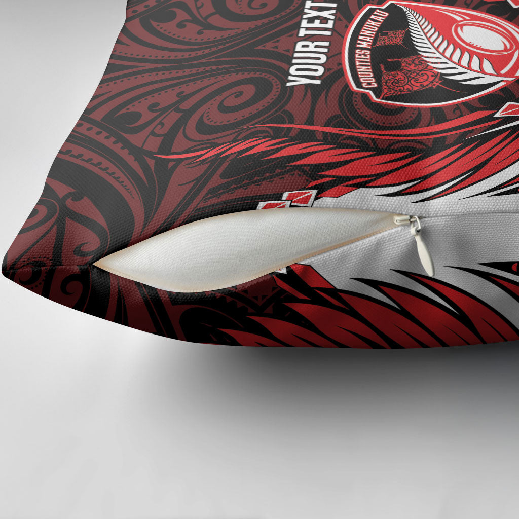 Counties Manukau 2026 Rugby Custom Pillow Cover NZ Maori Silver Fern