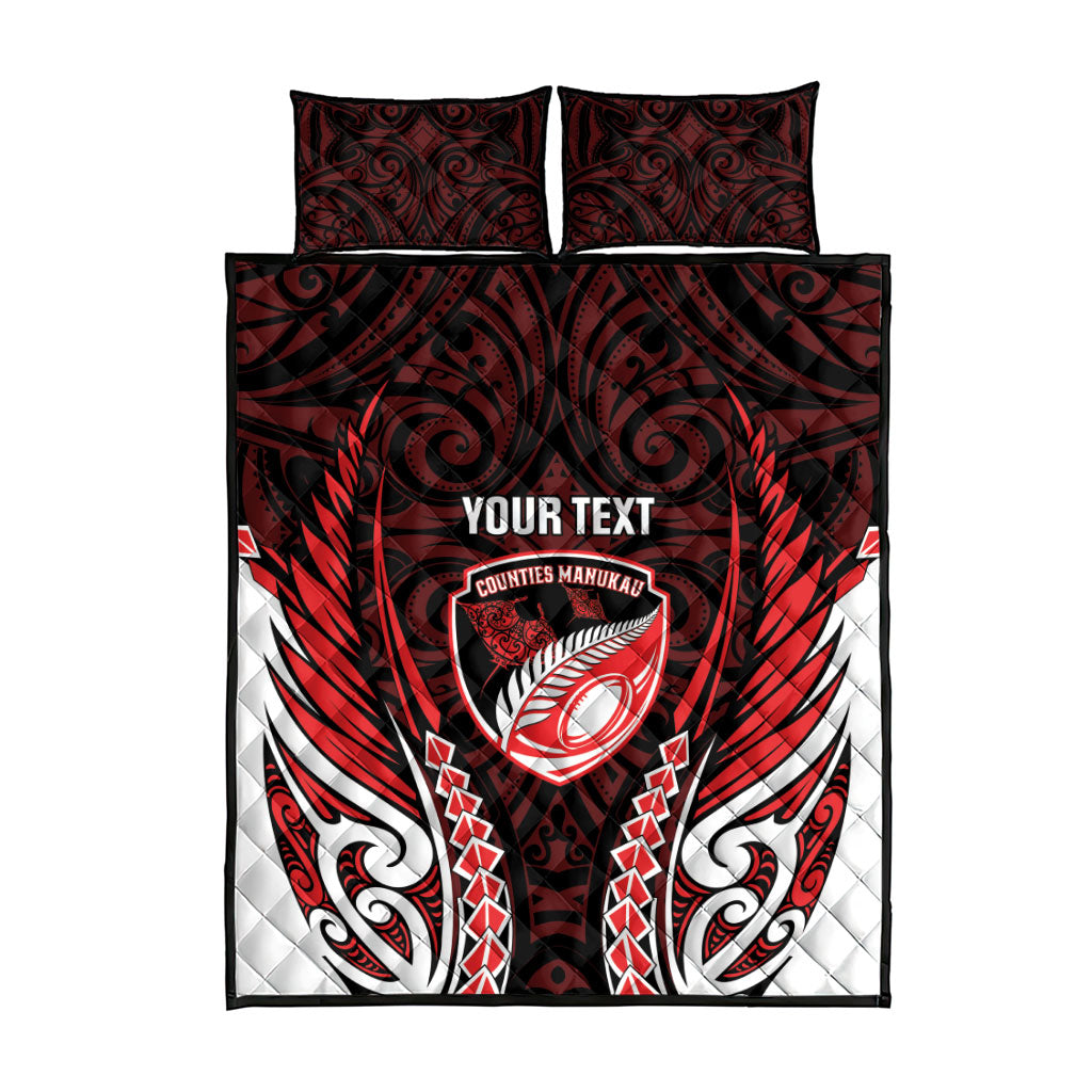 Counties Manukau 2026 Rugby Custom Quilt Bed Set NZ Maori Silver Fern