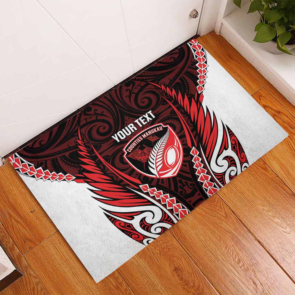 Counties Manukau 2026 Rugby Custom Rubber Doormat NZ Maori Silver Fern