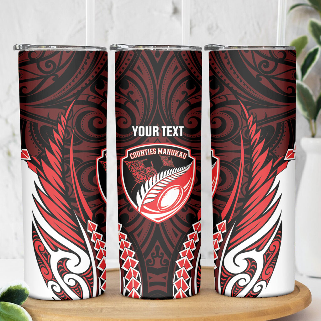Counties Manukau 2026 Rugby Custom Skinny Tumbler NZ Maori Silver Fern