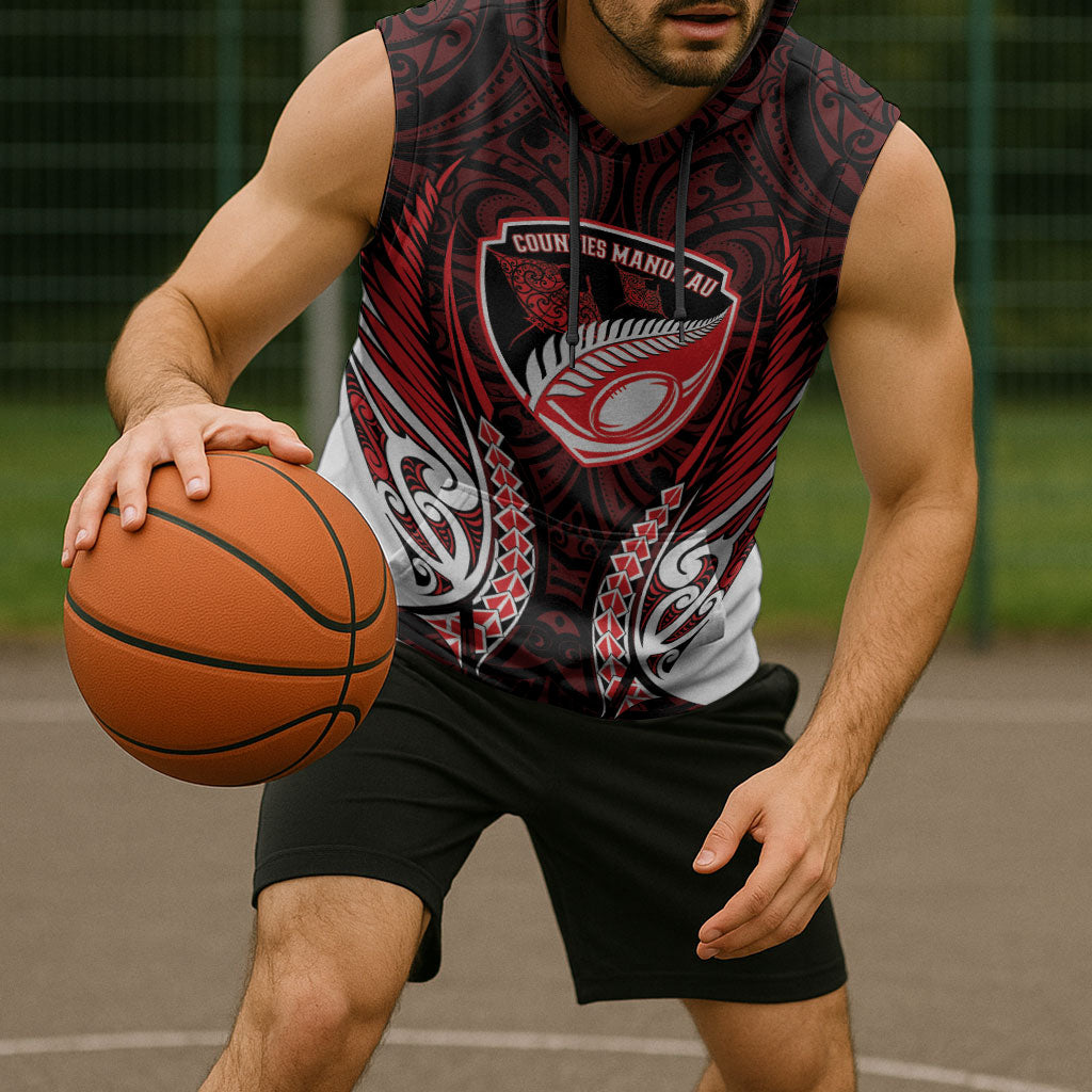 Counties Manukau 2026 Rugby Custom Sleeveless Hoodie NZ Maori Silver Fern