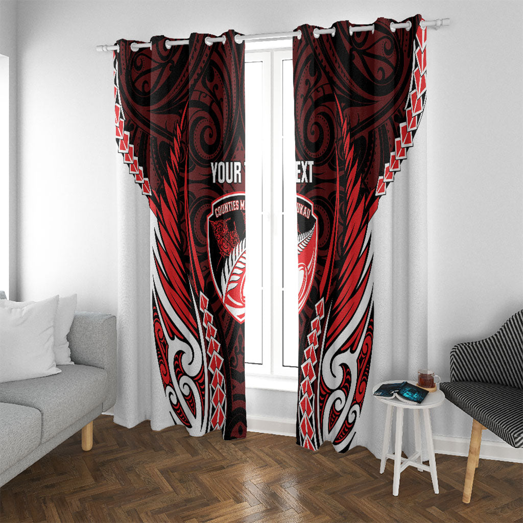 Counties Manukau 2026 Rugby Custom Window Curtain NZ Maori Silver Fern