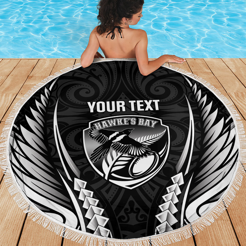 Hawke's Bay 2026 Rugby Custom Beach Blanket NZ Maori Silver Fern
