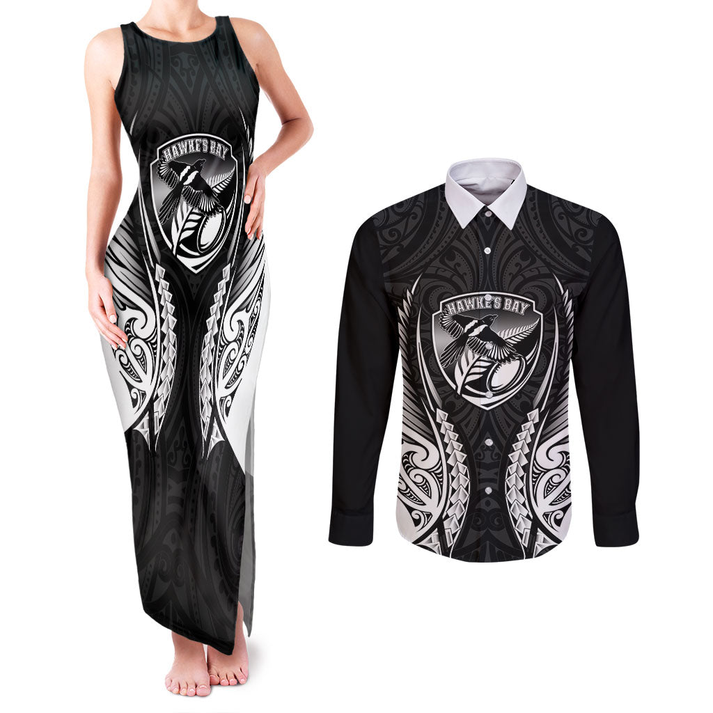Hawke's Bay 2026 Rugby Custom Couples Matching Tank Maxi Dress and Long Sleeve Button Shirt NZ Maori Silver Fern