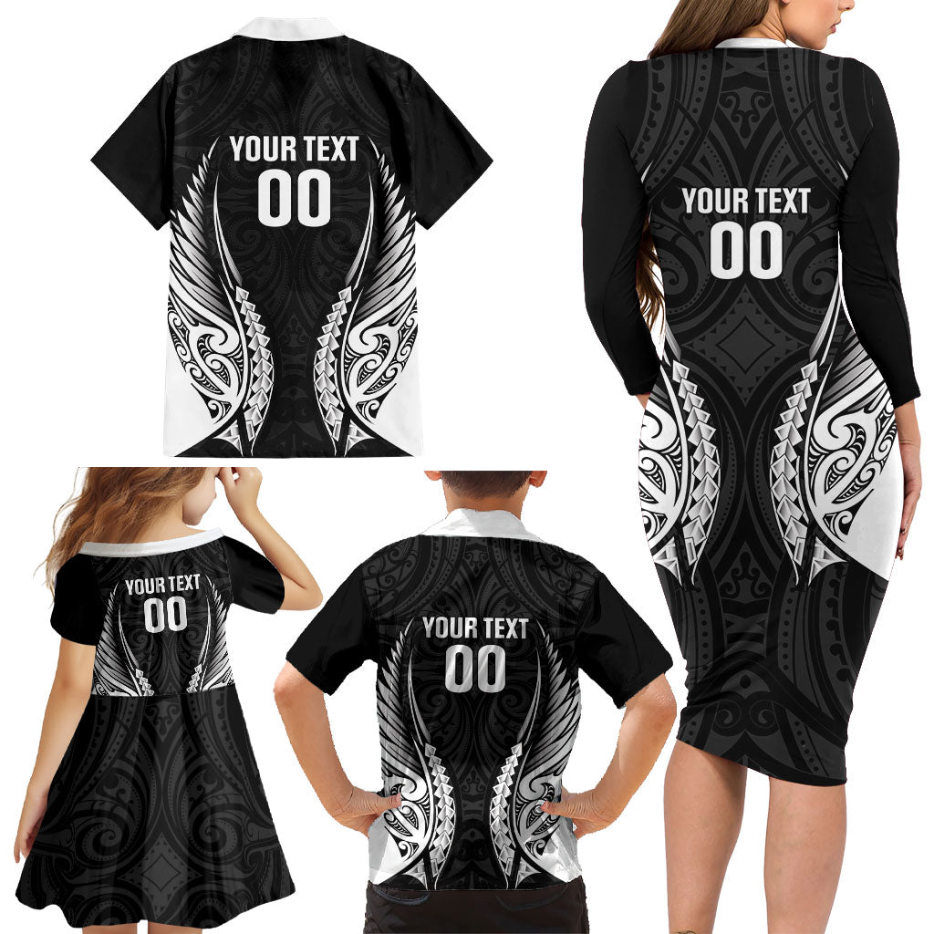 Hawke's Bay 2026 Rugby Custom Family Matching Long Sleeve Bodycon Dress and Hawaiian Shirt NZ Maori Silver Fern