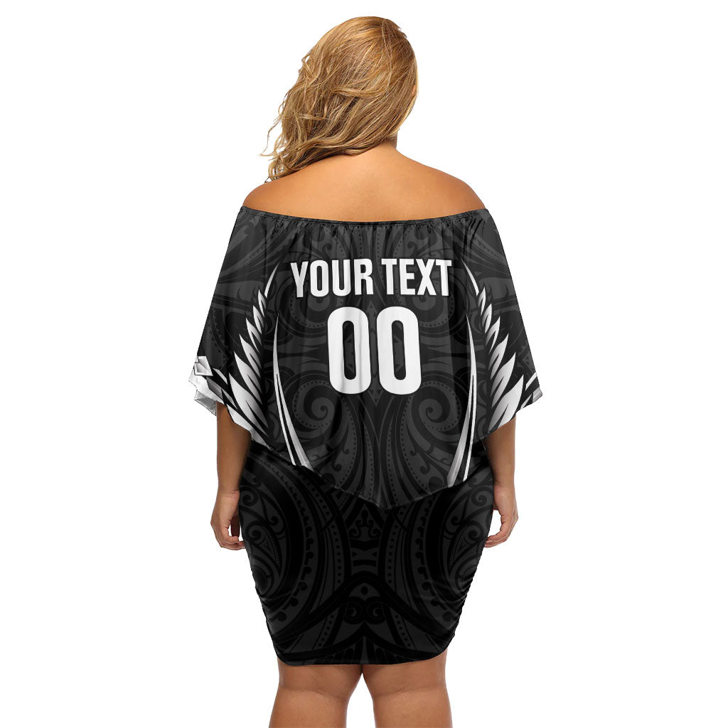 Hawke's Bay 2026 Rugby Custom Family Matching Off Shoulder Short Dress and Hawaiian Shirt NZ Maori Silver Fern