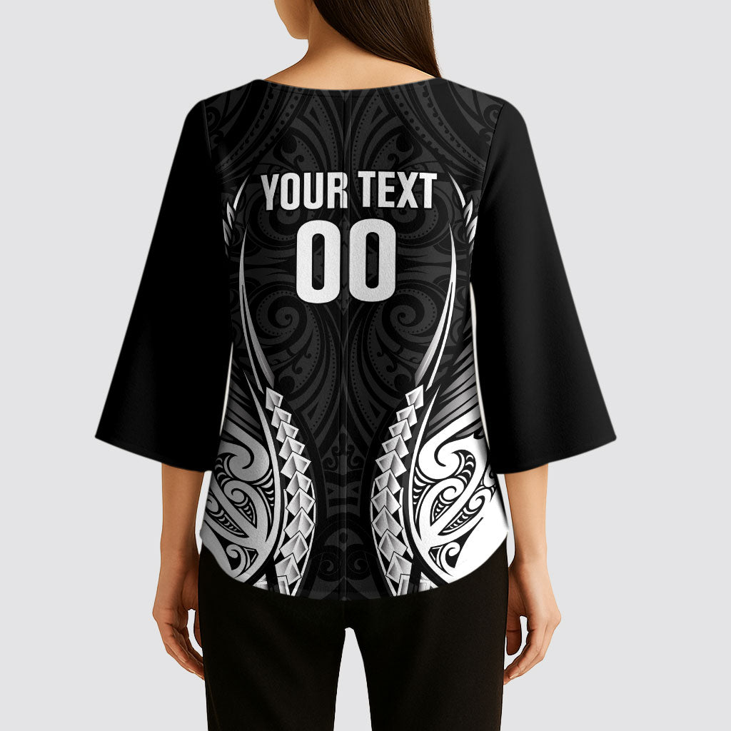 Hawke's Bay 2026 Rugby Custom Kimono Sleeve Blouse NZ Maori Silver Fern