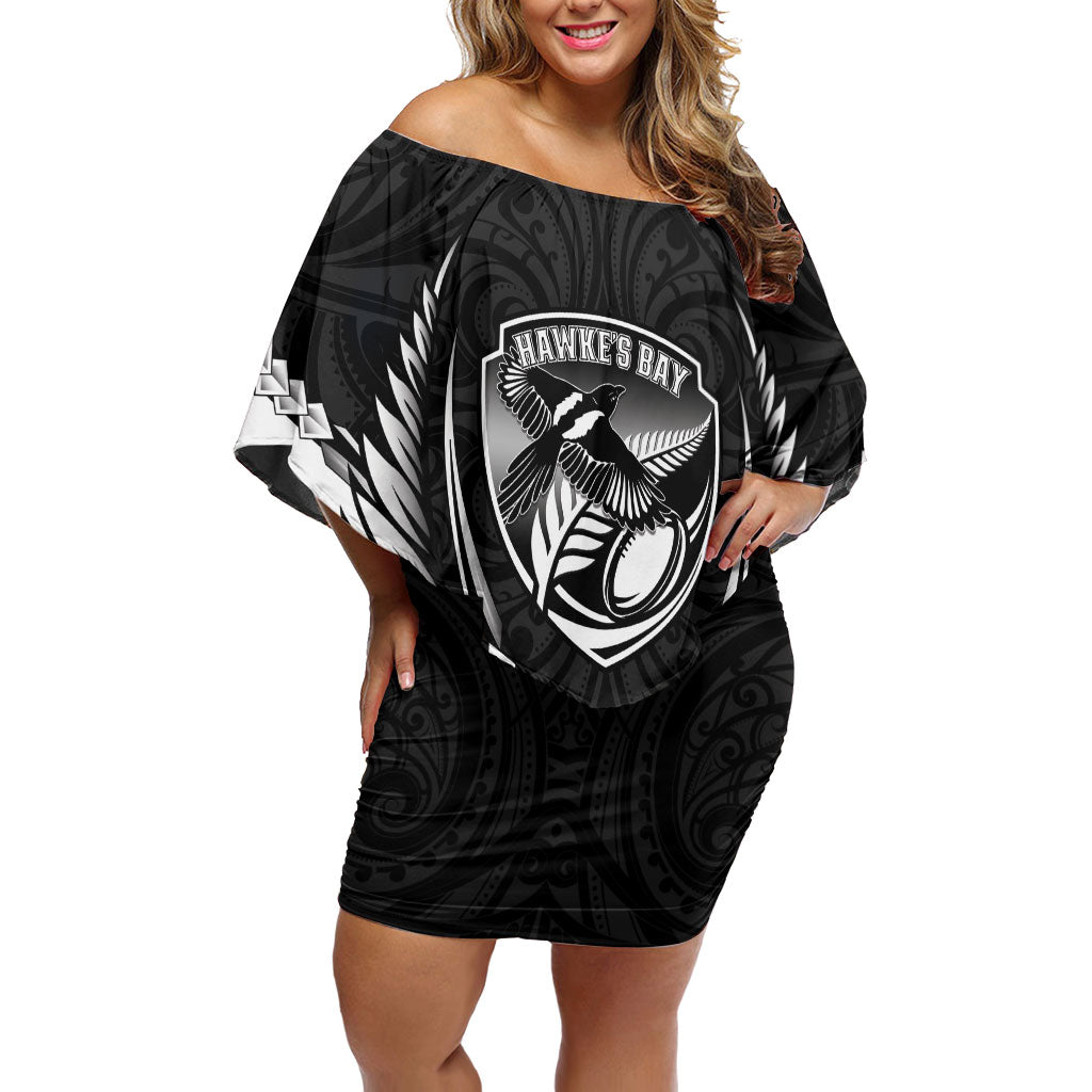 Hawke's Bay 2026 Rugby Custom Off Shoulder Short Dress NZ Maori Silver Fern