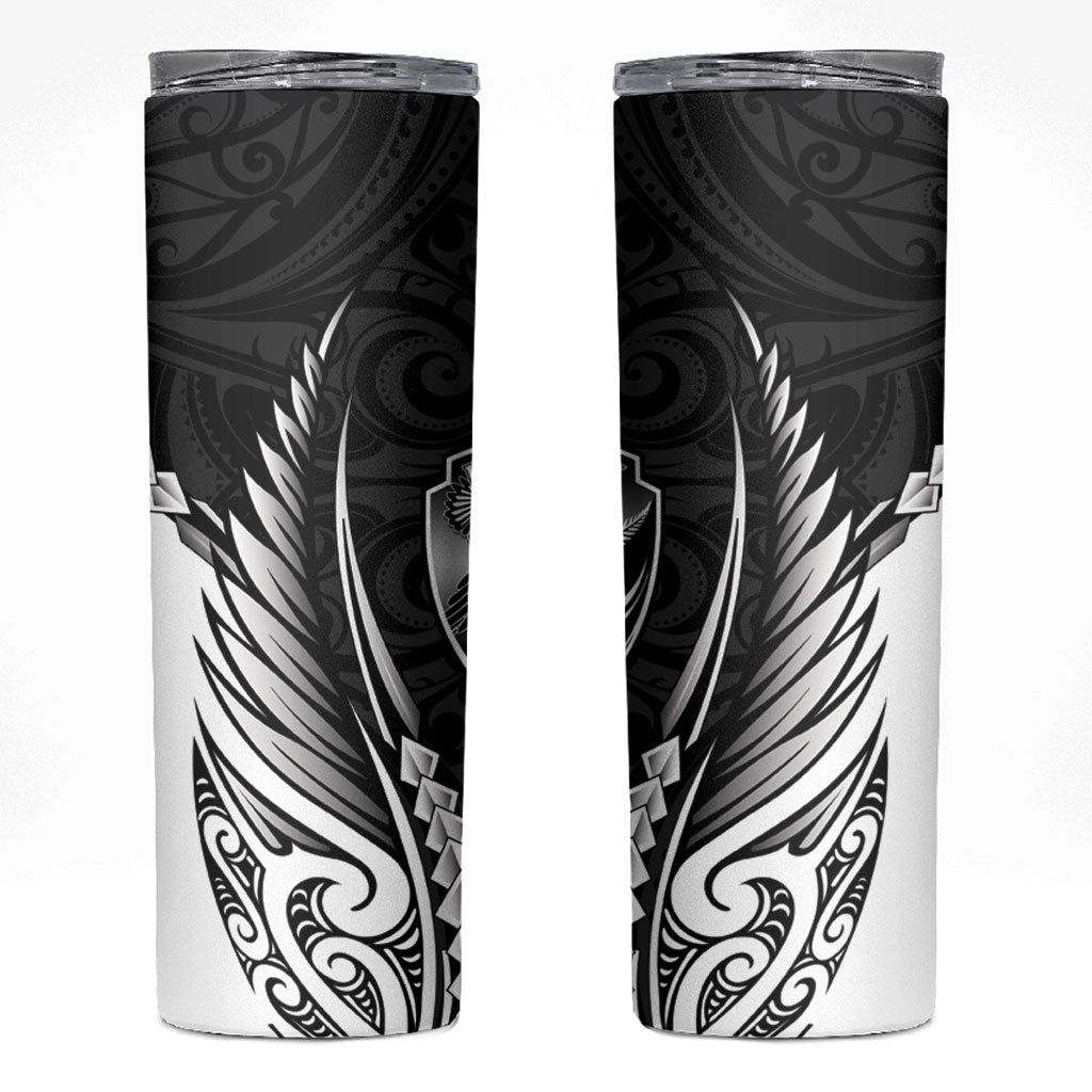 Hawke's Bay 2026 Rugby Custom Skinny Tumbler NZ Maori Silver Fern LT14 Black - Polynesian Pride