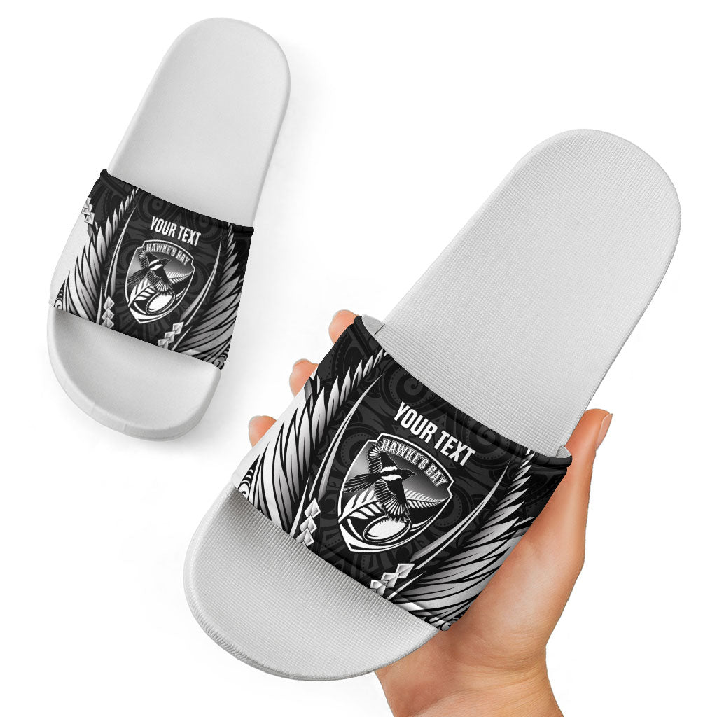 Hawke's Bay 2026 Rugby Custom Slide Sandals NZ Maori Silver Fern