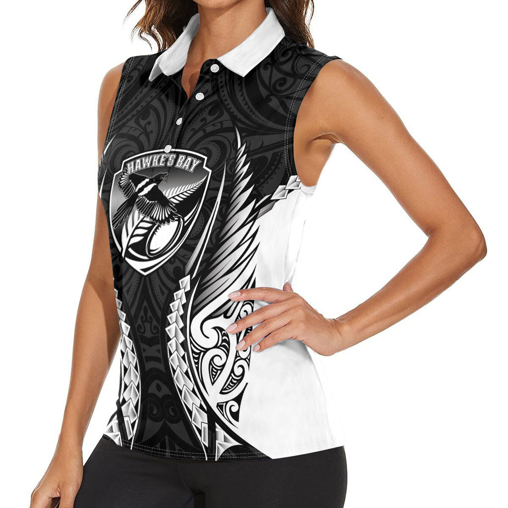 Hawke's Bay 2026 Rugby Custom Women Sleeveless Polo Shirt NZ Maori Silver Fern