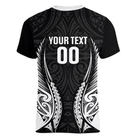 Hawke's Bay 2026 Rugby Custom Women V-Neck T-Shirt NZ Maori Silver Fern