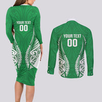 Manawatu 2026 Rugby Custom Couples Matching Long Sleeve Bodycon Dress and Long Sleeve Button Shirt NZ Maori Silver Fern